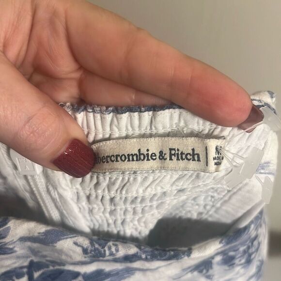 ✨Abercrombie & Fitch Linen-Blend Ruched Squareneck Mini Sz Medium Dress✨ - Picture 6 of 7